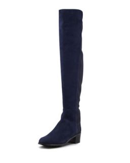Reserve Wide Suede Stretch Over the Knee Boot, Nice Blue   Stuart Weitzman  