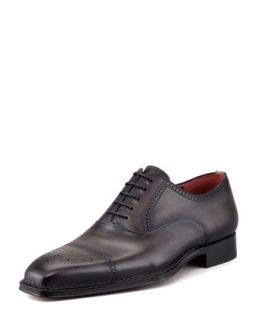 Mens Perforated Cap Toe Oxford, Gray   Magnanni for    Gray (10