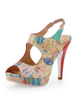 Wanna Have Fun Studded Heel Platform Sandal, Poppy Floral   Nanette Lepore  