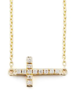 Small Gold Pave Diamond Cross Necklace   Sydney Evan   Gold