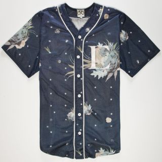 Floral Star Mens Baseball Jersey Navy In Sizes Small, Medium, Large, X La