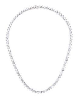 Three Prong CZ Vermeil Tennis Necklace   Fantasia by DeSerio   Clear