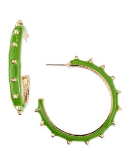 Studded Hoop Earrings, Green   Sequin   Green
