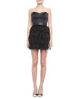 Womens Feather Skirt Strapless Dress   Milly   Black (10)