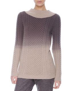 Womens Degrade Cable Knit Sweater   Mantu   Cmlgry (48/12)