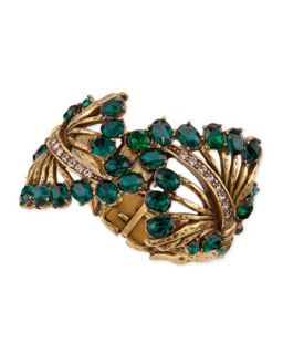 Cutout Jeweled Cuff Bracelet, Green   Oscar de la Renta   Emerald