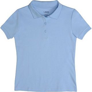 French Toast Girls Short Sleeve Polo with Picot Collar (Feminine Fit), Light Blue, Size 4