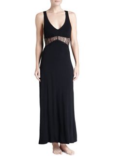 Womens All I Want Is You Strappy Back Lace Inset Gown   Fleurt   Black