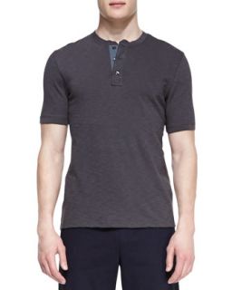 Mens Flame Jersey Short Sleeve Henley, Gray   Vince   Grey (SMALL)