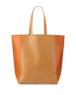 North South Colorblock Tote Bag, Camel/Orange