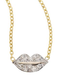 Mini Diamond Lip Pendant Necklace   Kacey K   Gold