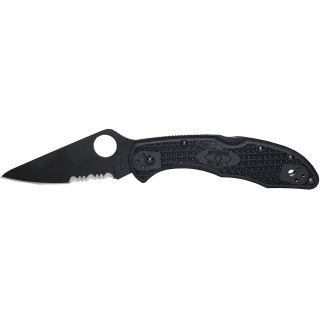 Spyderco Delica4 Lightweight Black FRN Combo Edge Knife (400218)