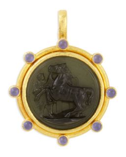Ancient Horse 19k Gold Intaglio Pendant, Smoke   Elizabeth Locke   Gold (19k )