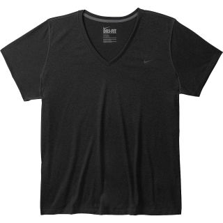 NIKE Womens Regular Legend Short Sleeve V Neck T Shirt   Size Xl, Black/black