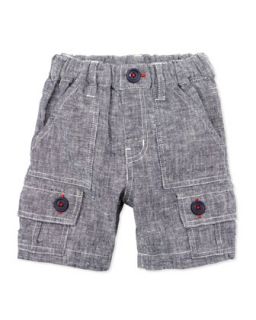 Linen/Cotton Cargo Shorts, Navy, 2T 8Y   Bitz Kids