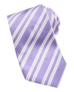 Mens Rep Striped Silk Twill Tie, Purple   Isaia   Purple