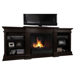 Real Flame Fresno 72 TV Stand with Gel Fuel Fireplace G1200 Finish Dark Walnut