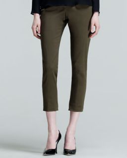 Womens High Waist Cropped Trousers   Nonoo   Military green (0)