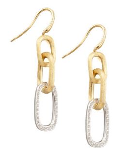 Murano 18k Brushed Gold & Diamond Link Drop Earrings   Marco Bicego   Gold (18k