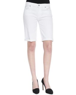 Womens Cuffed Bermuda Shorts, Clean White   7 For All Mankind   Clean white