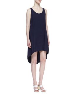 Womens Linen Blend High Low Dress   Eileen Fisher   Midnight (XL (18))