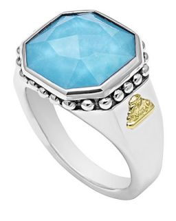 14mm Sterling Silver Turquoise Rocks Ring   Lagos   Silver (7)