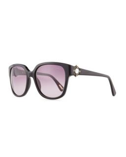 Resin Sunglasses with Mother of Pearl, Black/Gray   Lanvin   Blk/Grey