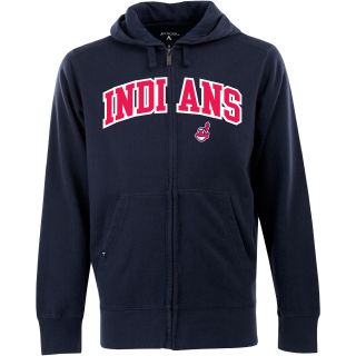 Antigua Mens Cleveland Indians Full Zip Hooded Applique Sweatshirt   Size