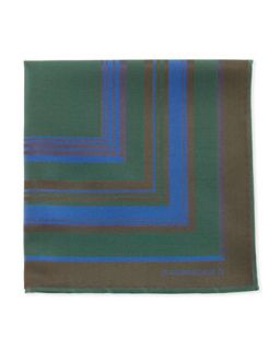 Mens Striped Pocket Square, Green/Blue   Massimo Bizzocchi   Green/Blue