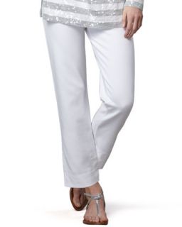 Womens Slim Ponte Ankle Pants, Petite   Joan Vass   Bright white (1P (6/8P))