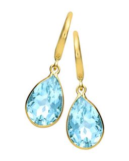 18k Gold Eternal Blue Topaz Teardrop Earrings   Kiki McDonough   Gold (18k )