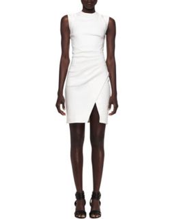 Womens Sleeveless Pleat Side Notched Sheath Dress   LAgence   White (10)