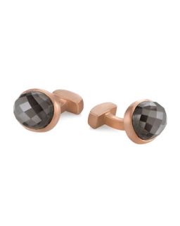 Mens Grey Moonstone 18k Rose Gold Plated Cuff Links   Suzanne Felsen   Grey