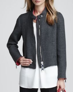 Womens Chunky Zipper Jacket   Milly   Charcoal (4)