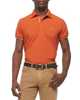 Mens Tipped Short Sleeve Polo, Orange   Etro   Orange (XX LARGE)