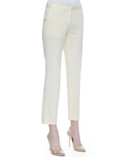 Womens Cropped Slim Twill Pants   Theory Icon   Pale yellow (0)