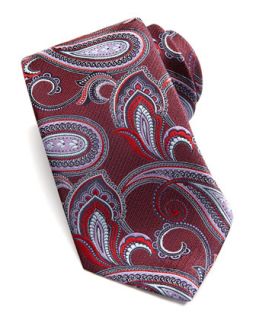 Mens Large Paisley Silk Tie, Red   Ermenegildo Zegna   Red