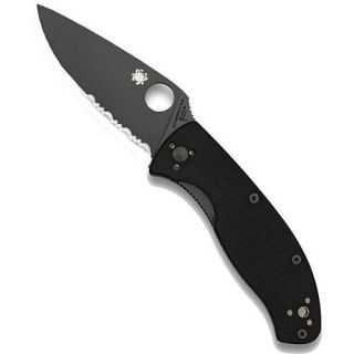 Spyderco Tenacious G 10 Black Blade Combo Edge Knife   Black (4008629)