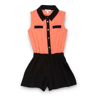 bluezoo Girls coral colour block playsuit