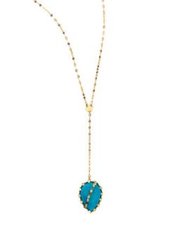 Turquoise Lariat Necklace   Lana   Gold