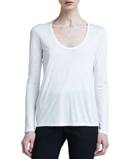 Womens Scoop Neck Classic Tee, White   THE ROW   White (LARGE)