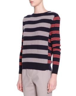 Womens Striped Cashmere Pullover Sweater   Piazza Sempione   Coral taupe (42/8)