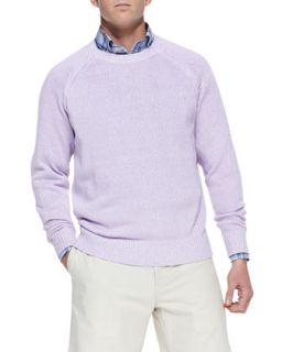 Mens Linen/Cotton Crewneck Sweater, Pink   Peter Millar   Pink (MEDIUM)