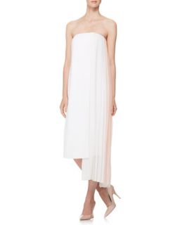 Womens Strapless Pleated Panel Dress, White/Pink   Adam Lippes   White/Pink