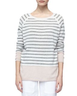 Womens Colorblock Cashmere Sweater with Raglan Sleeves   Vince   New buff