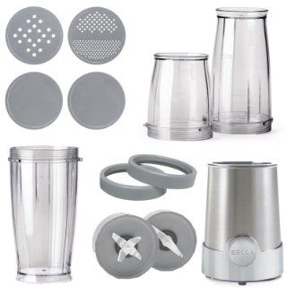 BELLA 13330 12 Piece Rocket Blender, Stainless Steel Electric Personal Size Blenders Kitchen & Dining