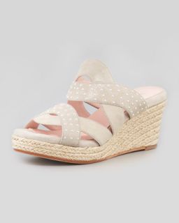 Karena Suede Studded Espadrille Wedge, Taupe   Taryn Rose   Taupe (soft gold)