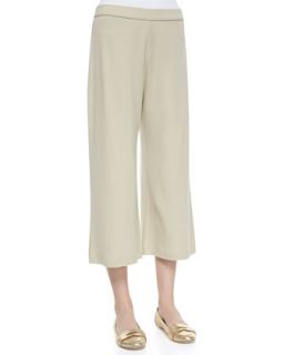 Cropped Wide Leg Pants, Womens   Joan Vass   Grey heather (1X (14/16W))