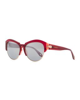 Round Plastic Rimless Bottom Sunglasses, Violet/Red   Givenchy   Violet/Red