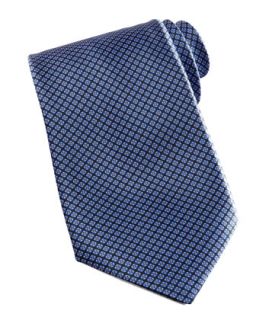 Mens Micro Grid Silk Tie, Navy/Blue   Stefano Ricci   Navy blue